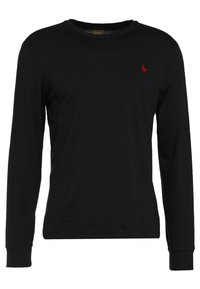 Svart långärmad T-shirt i mjuk bomull. Har en rund halsringning och en liten röd polo-logotyp på vänster bröst.