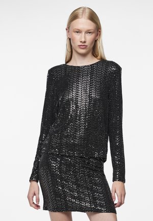 Pieces PCSIDDY - Long sleeved top - black/silver