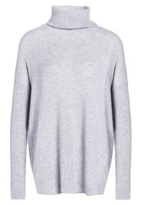 Ljusgrå polotröja i mjukt tyg, med en avslappnad passform, sänkta axlar och ribbade nederkanter och ärmar.