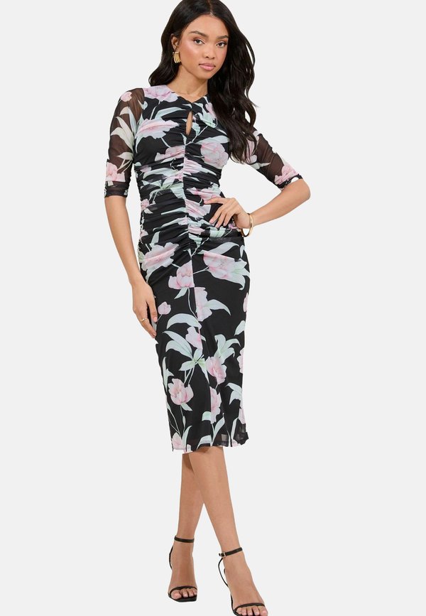 RUCHED DETIAL MIDI - Freizeitkleid - mono floral