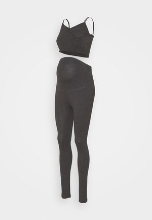 SET NURSING FUNCTION CROP TOP & LEGGINGS - Leggings - dark grey