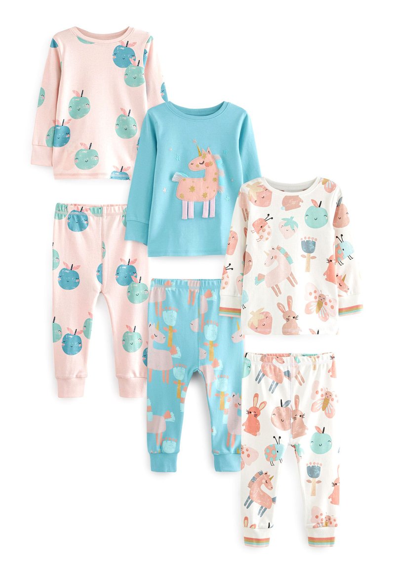 Next 3 PACK SET STANDARD - Nachtwäsche Set - pink/blue unicorn character
