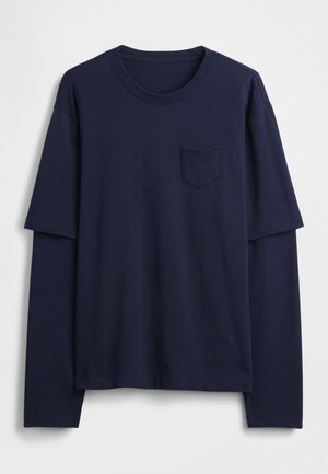 GAP GAP SANDY LIANG ADULT HEAVYWEIGHT ORGANIC COTTON LAYERED T-SHIRT - Pikkade varrukatega topp - navy uniform