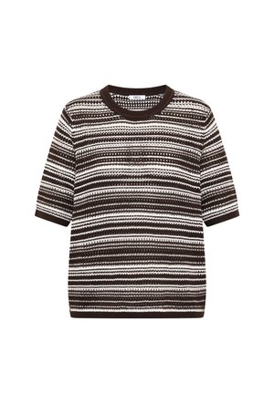 Street One MEN, KURZARM PULLOVER MIT RUNDHALS UND STREIFEN - T-shirt imprimé - brown cacao