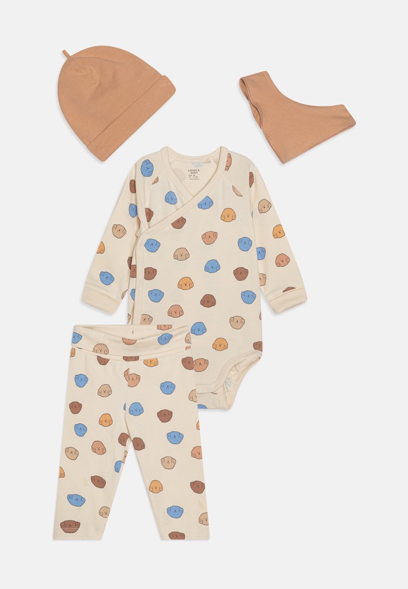 Lindex SET 4 PCS WRAP - Kootud müts - light beige