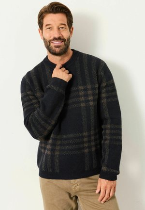 FatFace, TALL FIT - CHECK CREW NECK KNITTED JUMPER - Jumper - navy