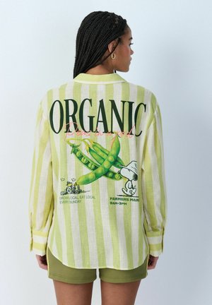 Next, Gombos blúz - snoopy graphic green stripe
