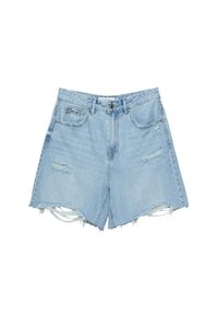 LONGLINE - Jeans Shorts - light blue