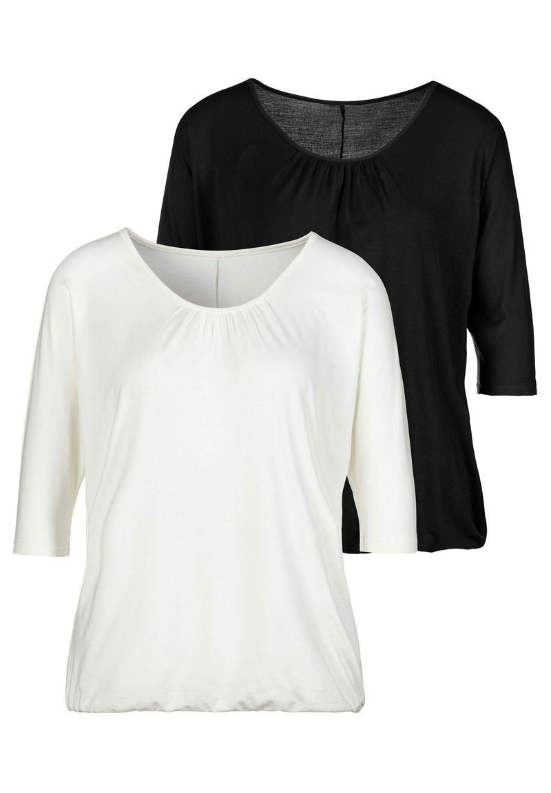 Damen T-Shirts | LASCANA 2 PACK Langarmshirt creme schwarz/weiß - VI08208 Damen T-Shirts | LASCANA 2 PACK Langarmshirt creme schwarz/weiß - VI08208