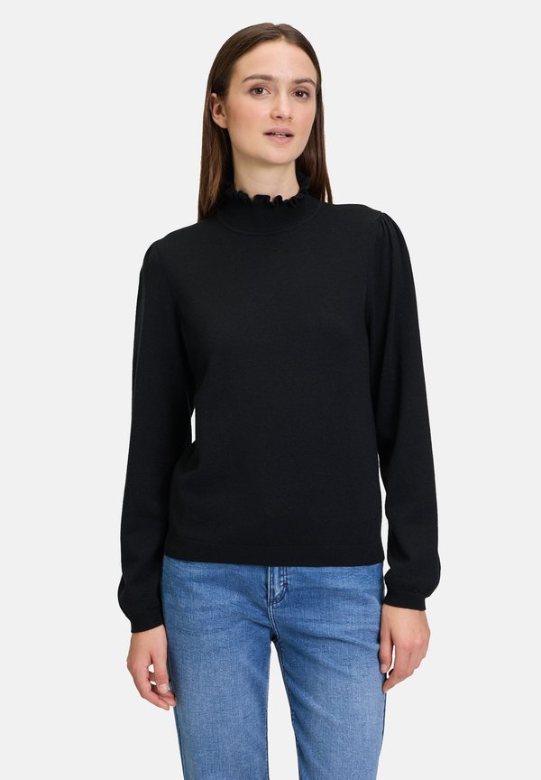 MIT RÜSCHEN - Strickpullover - schwarz