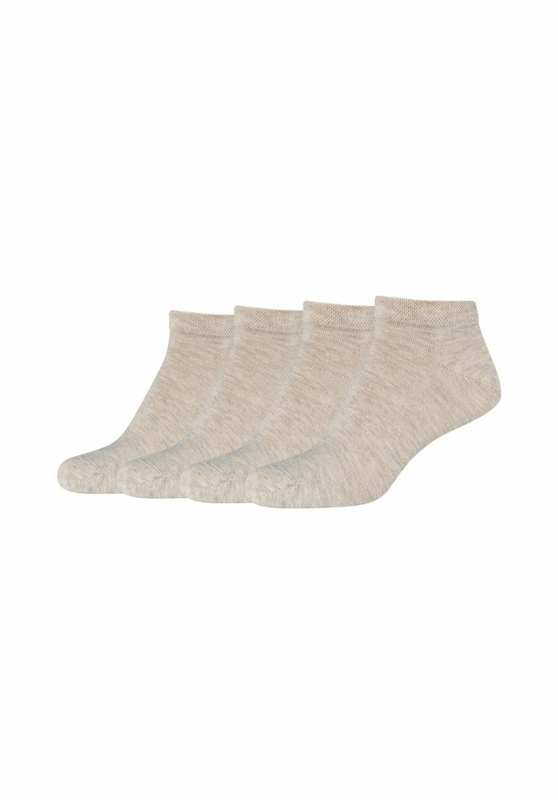 Calzini alla caviglia beige in confezione da quattro. Realizzati in morbido tessuto testurizzato con bordo a coste e design della punta senza cuciture. Forma della punta arrotondata.