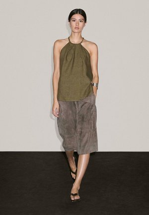 CROSSOVER HALTER  - Débardeur - mottled dark green