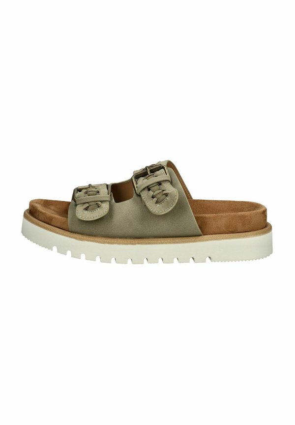 Pantolette flach - khaki