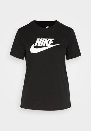 Fekete pamut póló kerek nyakkivágással és rövid ujjakkal. Ezen kívül a bal oldalon, a mellkason egy nagy fehér Nike logó található.