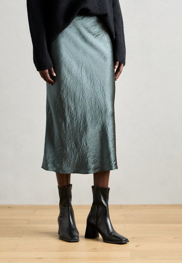 SKIRT MID LENGTH BIAS CUT - A-line skirt - deep emerald