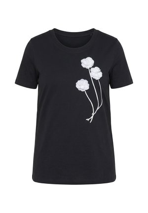 MIAMODA, T-SHIRT, COMFORT FIT, 3D FLOWER - T-Shirt print - black