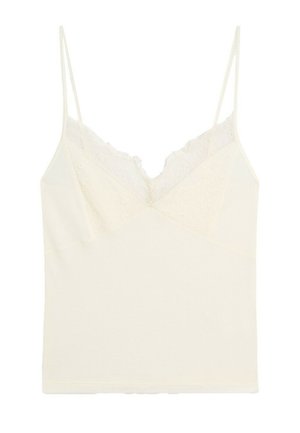 Massimo Dutti, STRAPPY TOP WITH LACE DETAIL - Débardeur - white