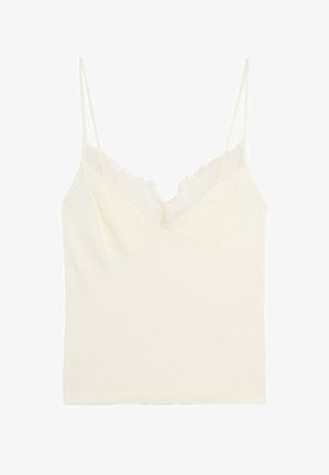 Massimo Dutti, STRAPPY TOP WITH LACE DETAIL - Débardeur - white