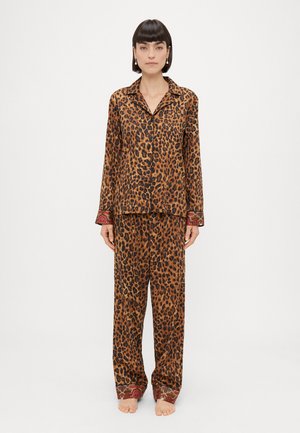 NOTCH COLLAR PAJAMA - Pizsama szett - black/brown