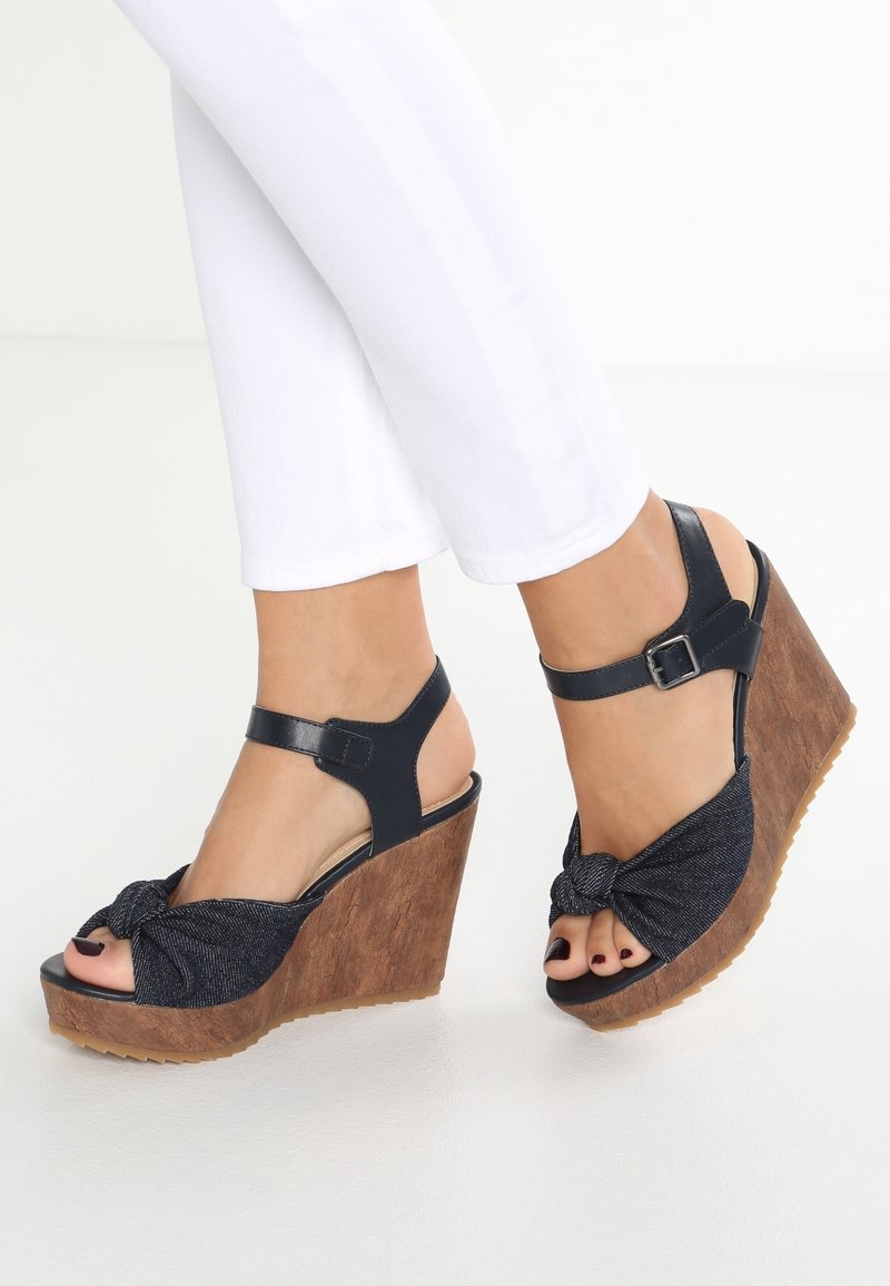 s.Oliver Sandales à talons hauts - dark-blue denim