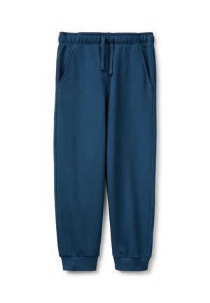 Marineblaue Jogginghose mit elastischem Bund und Kordelzug, Seitentaschen und gerippten Bündchen an den Knöcheln.