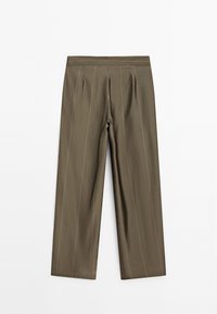 Massimo Dutti FLOWING WITH STRIPED DETAILS - Tygbyxor - khaki