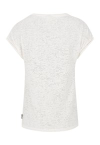 Vit kortärmad T-shirt med en strukturerad design, rundad halsringning och lös passform. Har subtila sömmar vid ärmarna och fållen.