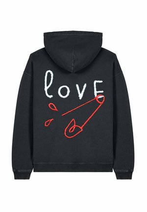 LOVEBROD BACK PRINT UNISEX VINTAGE HEAVYWEIGHT - Sweat à capuche - black denim