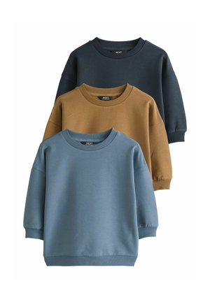 Next, REGULAR FIT - PLAIN SWEAT TOPS 3 PACK - Sweatshirt - blue brown