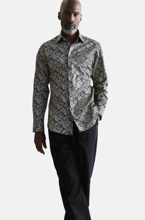 REGULAR FIT - SIGNATURE SINGLE CUFF MADE FROM PRINTED IN ITALY - Shirt - charcoal grey paisley