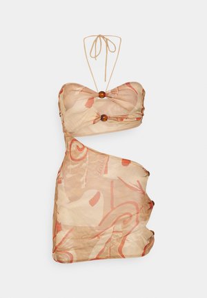 Jaded London BEAD DETAIL DRAPED MINI DRESS - Rochie cocktail/Rochie petrecere - terracotta