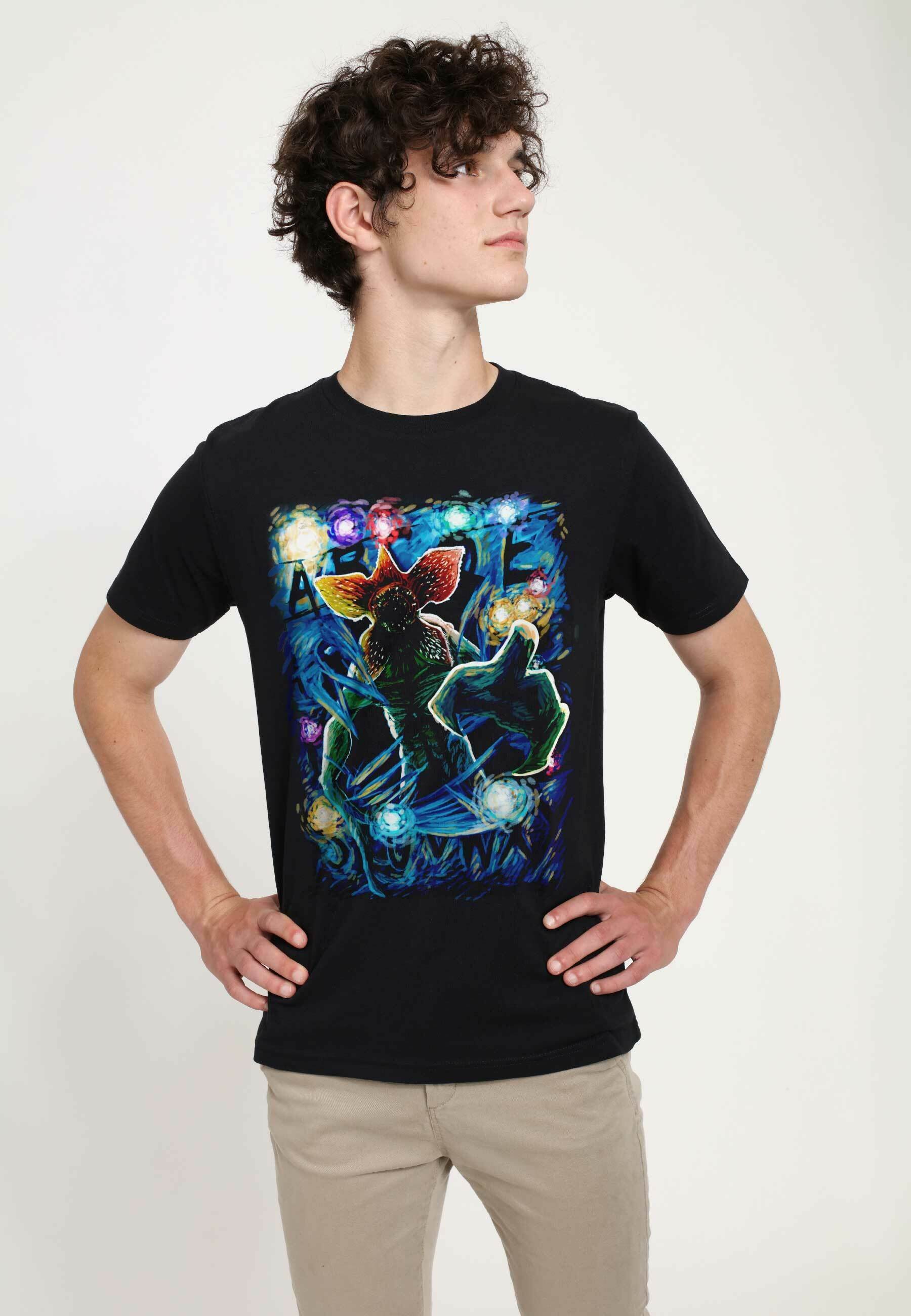 Henry Tiger STRANGER THINGS DEMOGORGON STARRY UNISEX - T-shirt print -  black/zwart - Zalando.nl