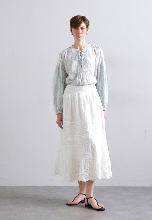 Floral Gauze Tie Neck Top - Blouse2