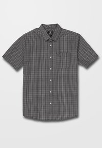 Chemise à manches courtes à motif à carreaux noir et blanc, avec un col boutonné et une poche poitrine. Confectionnée en tissu léger.