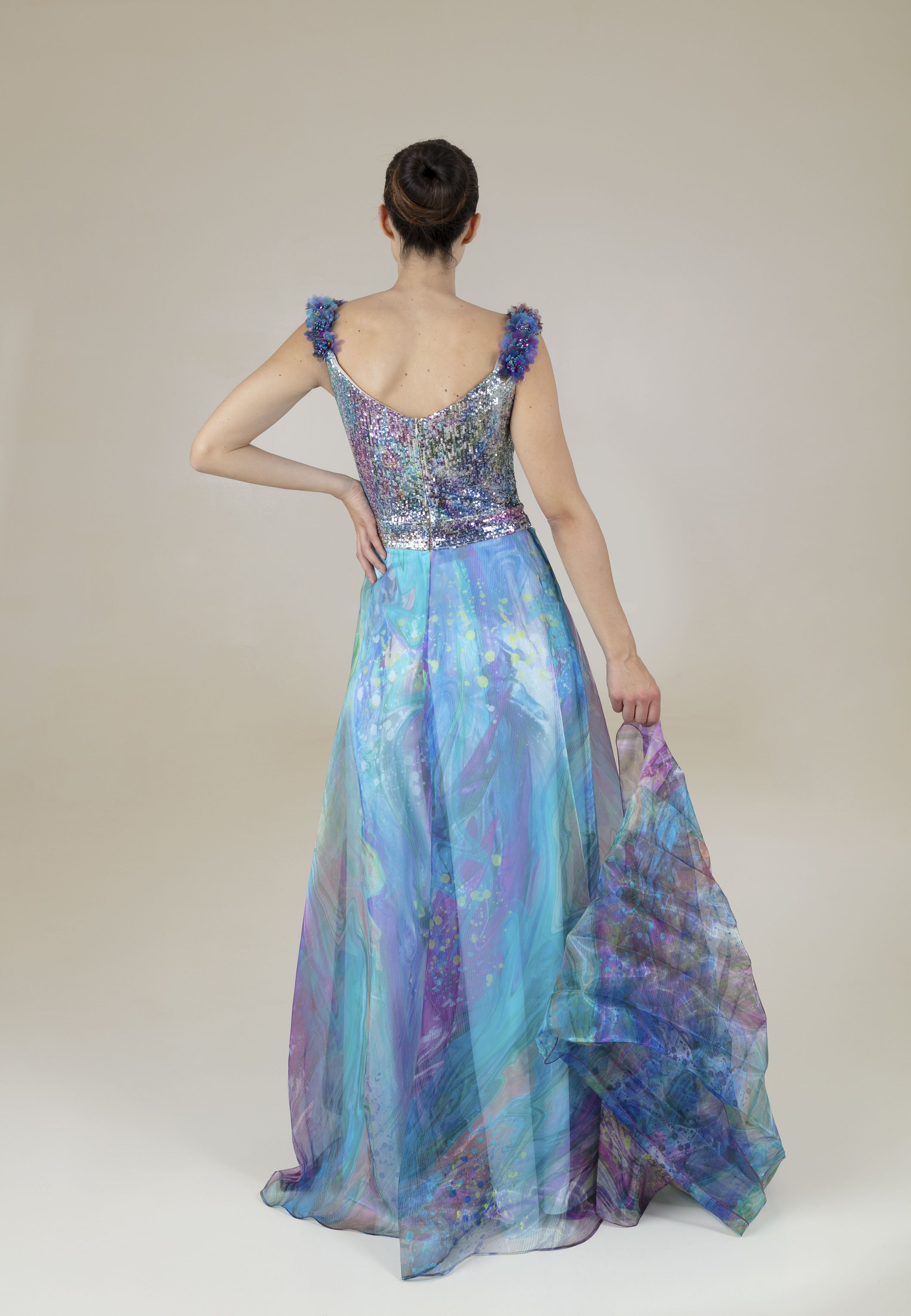 robe de soirée multicolore