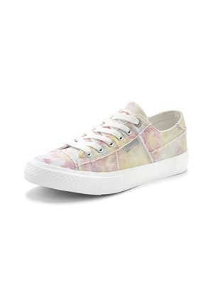 Sneaker aus pastellfarbenem Batikstoff mit runder Schuhspitze, weißer Gummisohle und weißen Schnürsenkeln. Seiten-Logotag. Strukturiertes Finish.