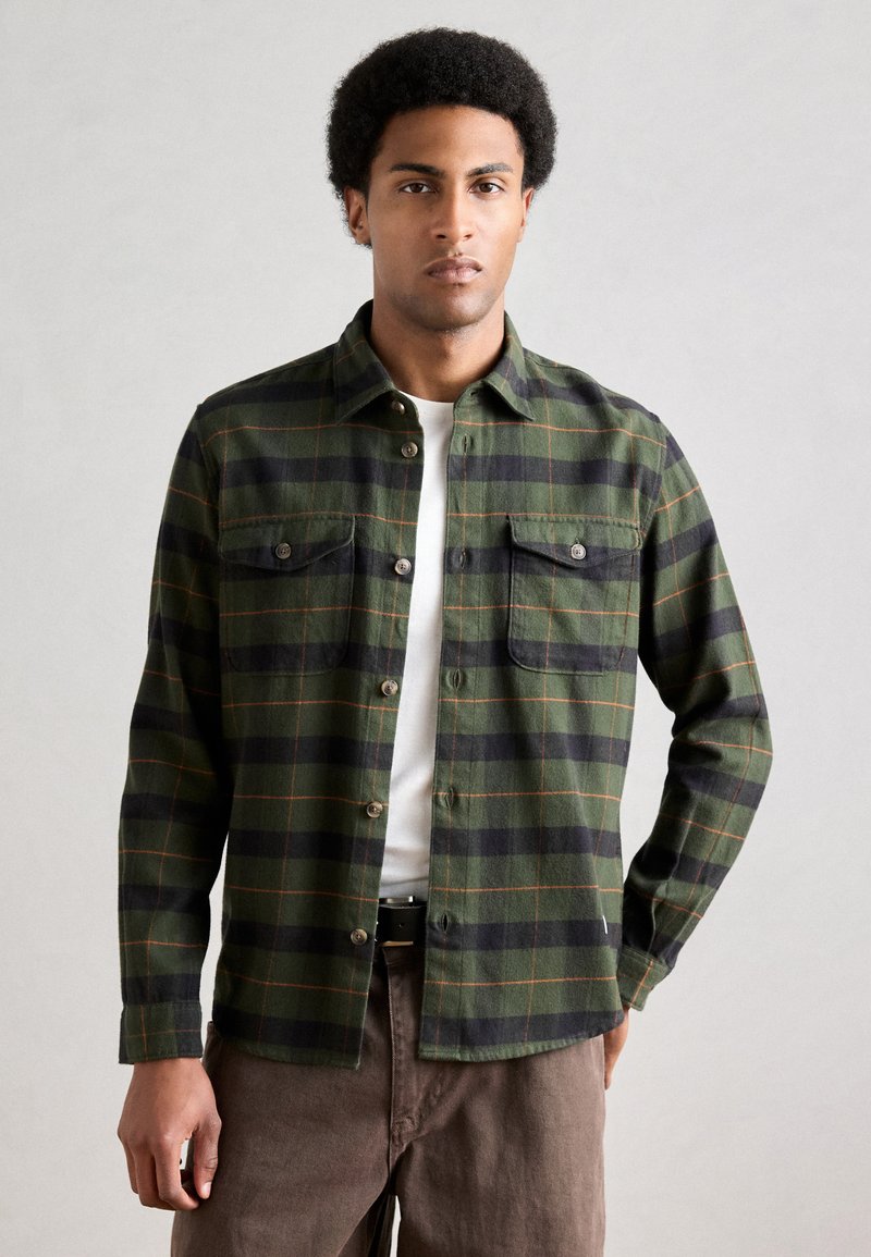 Marc O'Polo DENIM OVER FLAP POCKETS CHECK - Letná bunda - dark green/multi