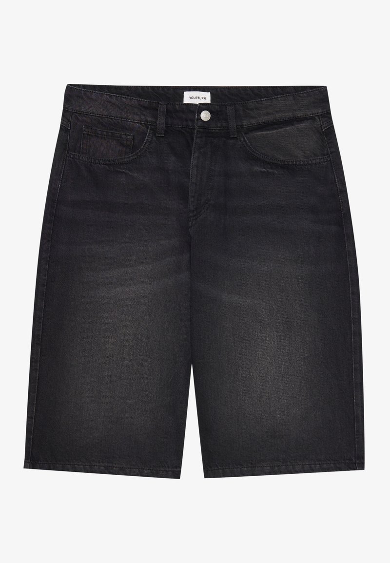 YOURTURN Short en jean denim noir