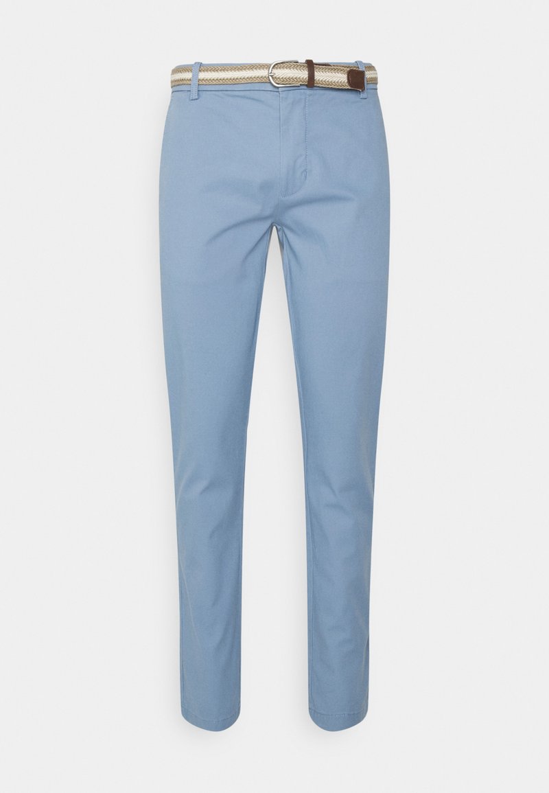 Lindbergh SLIM FIT SUPERFLEX PANTS BELT - Chinos - dusty blue