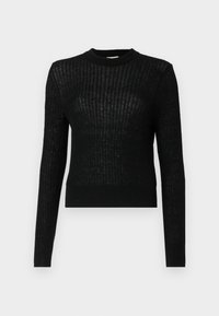 Svart genser med lange ermer, ribbestruktur, slim fit og rund hals. Laget av lett stoff, med cropped lengde.
