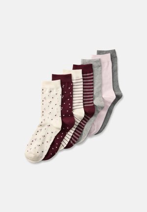 FLORAL STRIPE 7 PACK - Socken - dark dusty red
