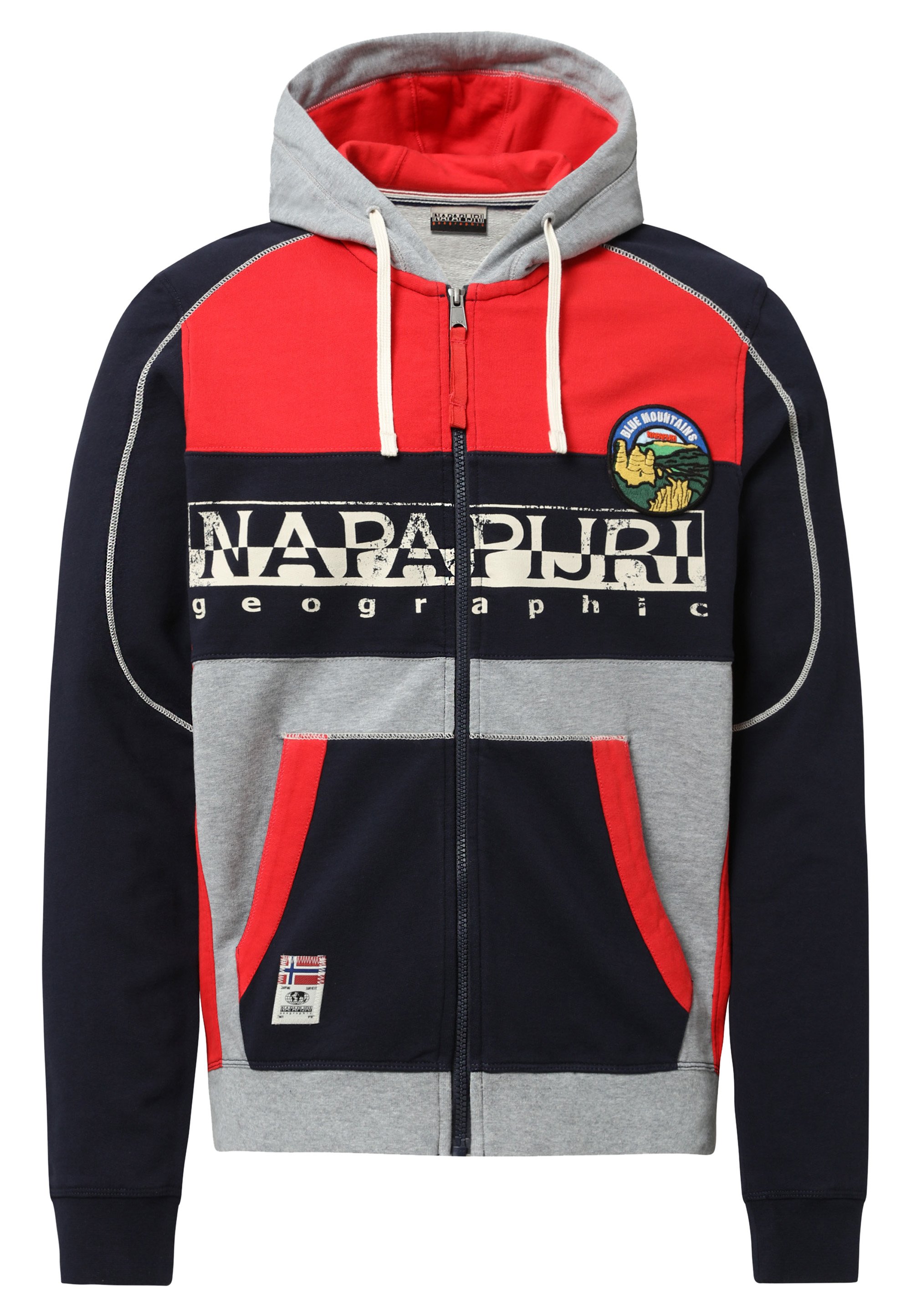 bright red zip up hoodie