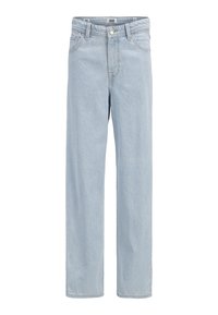 Ljust blå denimjeans med avslappnad passform, raka ben, dragkedja och fem fickor. Diskret struktur och klassiska sömnadsdetaljer.
