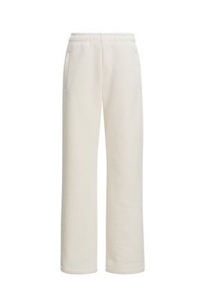 Kremfargede joggebukser laget av myk stoff, med en avslappet passform, elastisk midje og to sidelommer. Minimalistisk design.