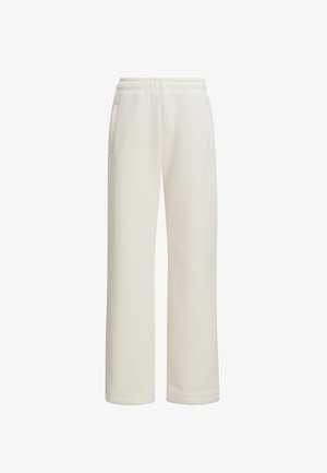 Cremefarvede sweatpants lavet af blødt stof, med en afslappet pasform, elastisk talje og to sidelommer. Minimalistisk design.