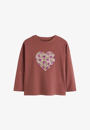 Next, REGULAR FIT - LONG SLEEVE SEQUIN HEART TOP - Longsleeve - brown spot
