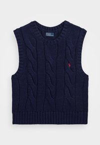 CABLE KNIT COTTON CROPPED VEST - Πουλόβερ - hunter navy