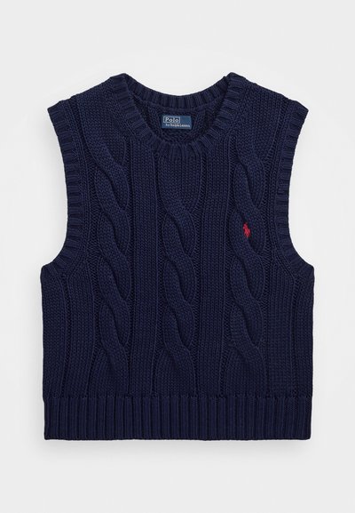 Polo Ralph Lauren CABLE KNIT COTTON CROPPED VEST - Pulover - hunter navy