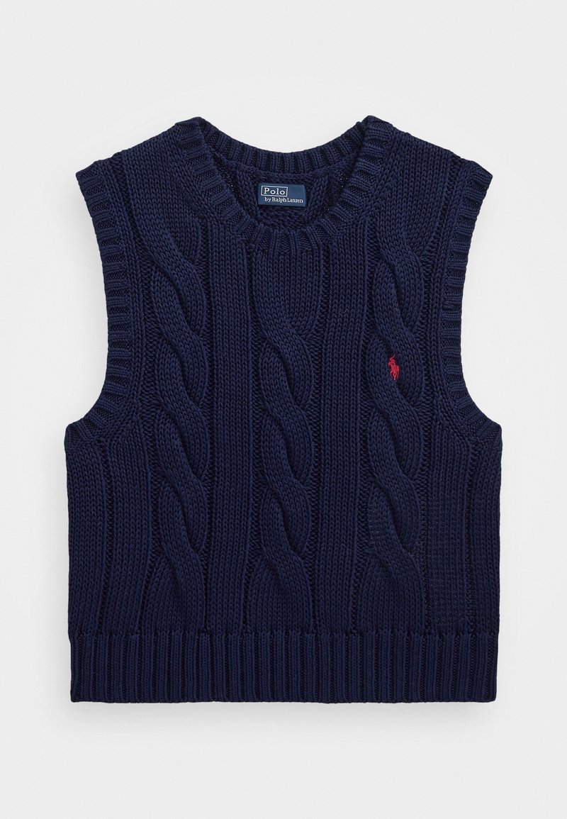 Polo Ralph Lauren CABLE-KNIT COTTON CROPPED VEST - Strikkegenser - hunter navy