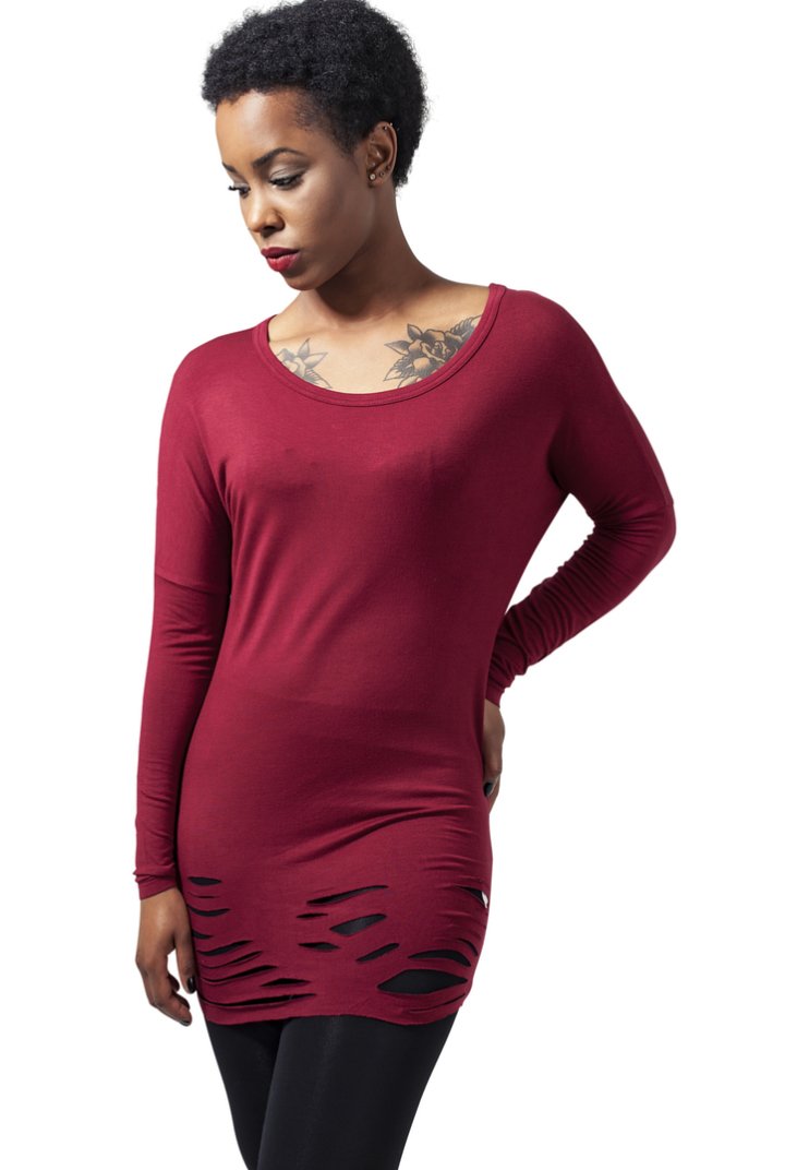 Urban Classics LADIES CUTTED VISCOSE L/S TEE - Bluzka z długim rękawem